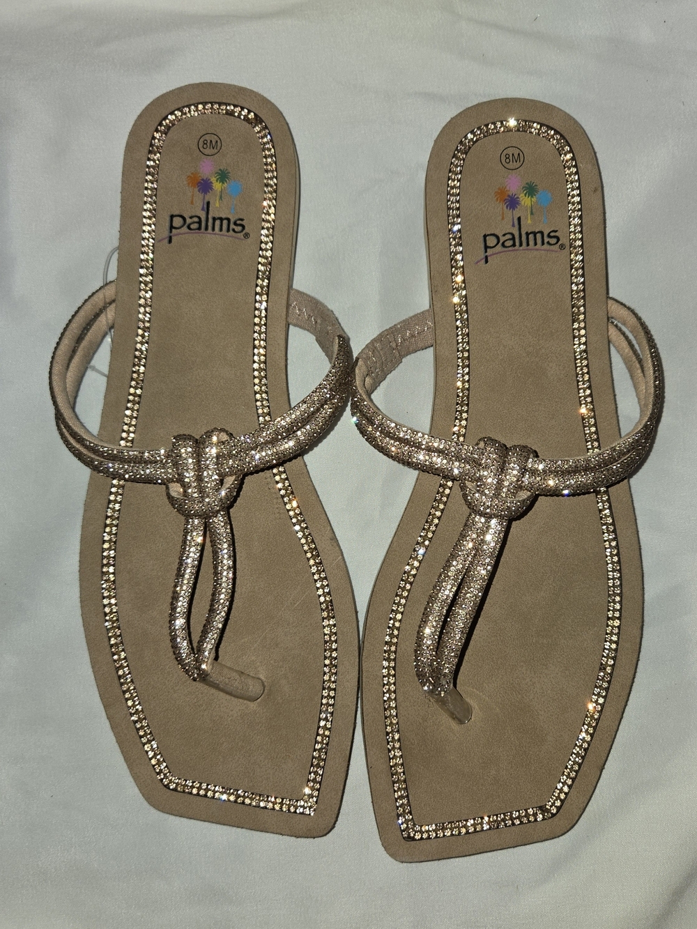 Palms Rose Gold Knot Toe-Ring Sandals for Women SZ 8M